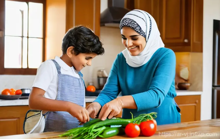 멀티제너레이션 주거의 도전 과제와 해결책 - **Intergenerational activity:** A family cooking session. 멀티제너레이션 주거의 도전 과제와 해결책 - **Intergenerational activity:** A family cooking session.